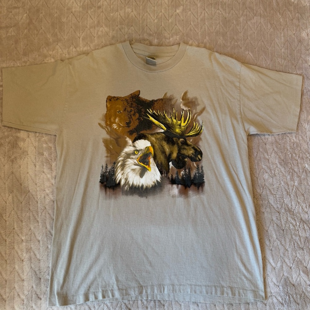 Vintage Eagle Kansas City T-shirt Beige XL Single Stitch